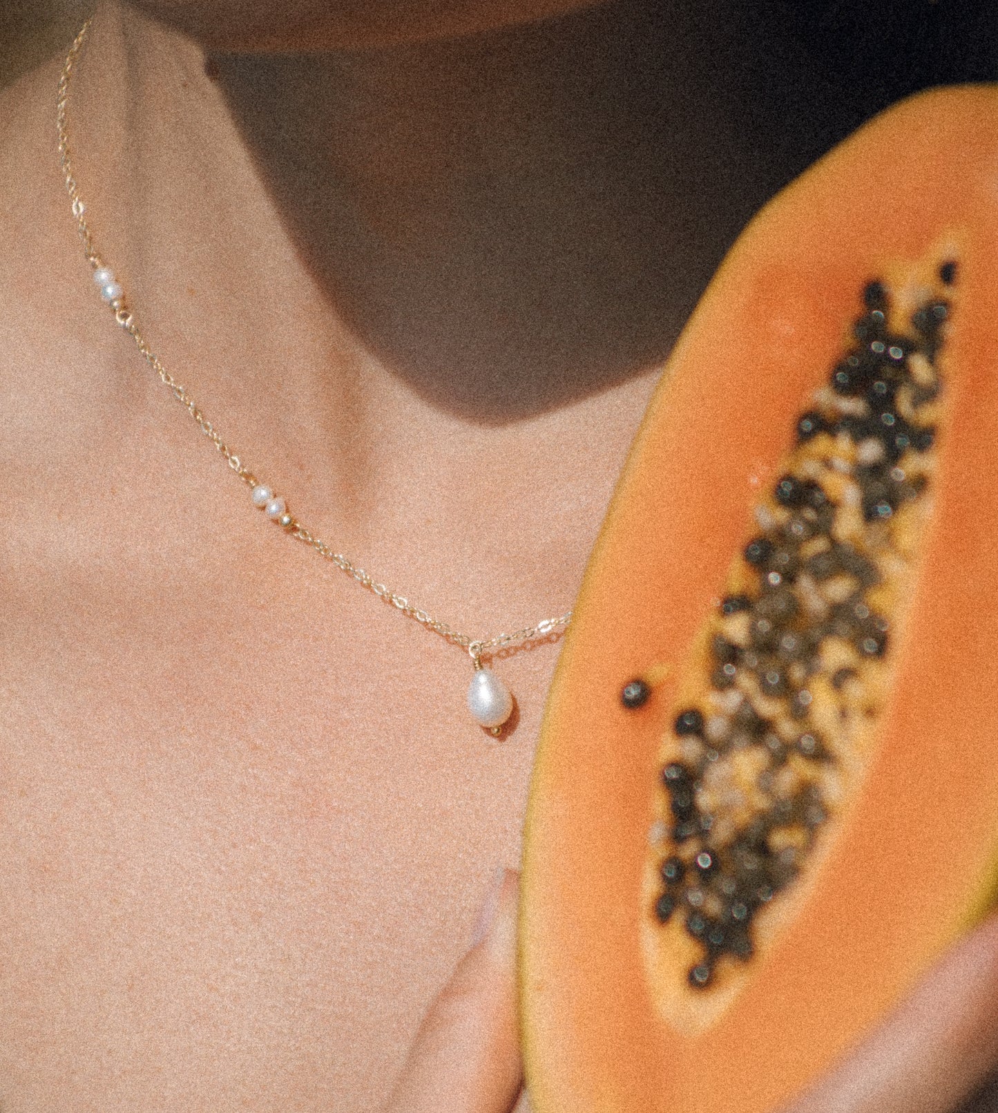 Waterproof Tarnish Free Pearl Gold Necklace Beach Ocean Jewellery