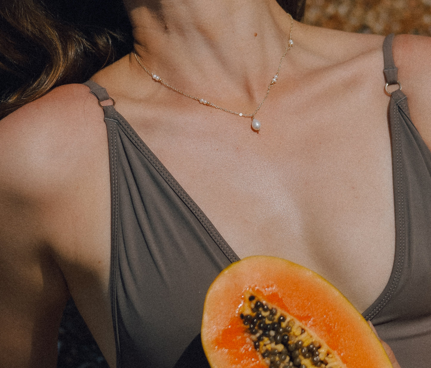 Waterproof Tarnish Free Pearl Gold Necklace Beach Ocean Jewellery