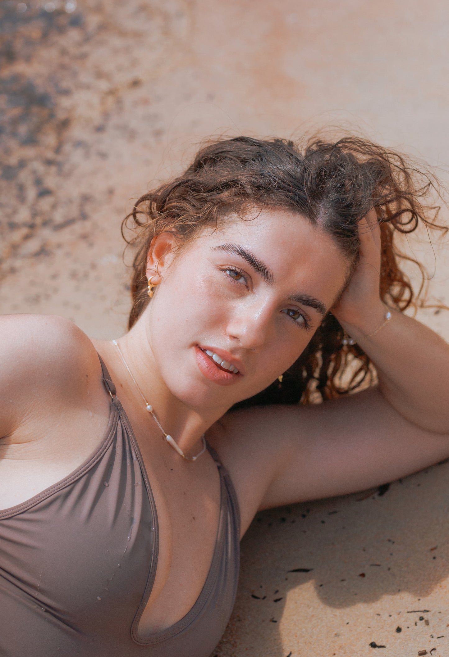 Neutral Beaded Peal Necklace Gold Waterproof Tarnish Free