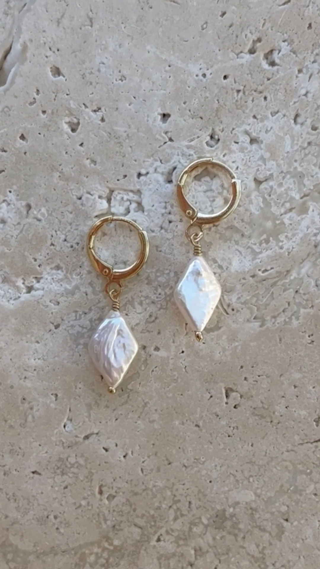 Gold Pearl Earrings Huggie Style