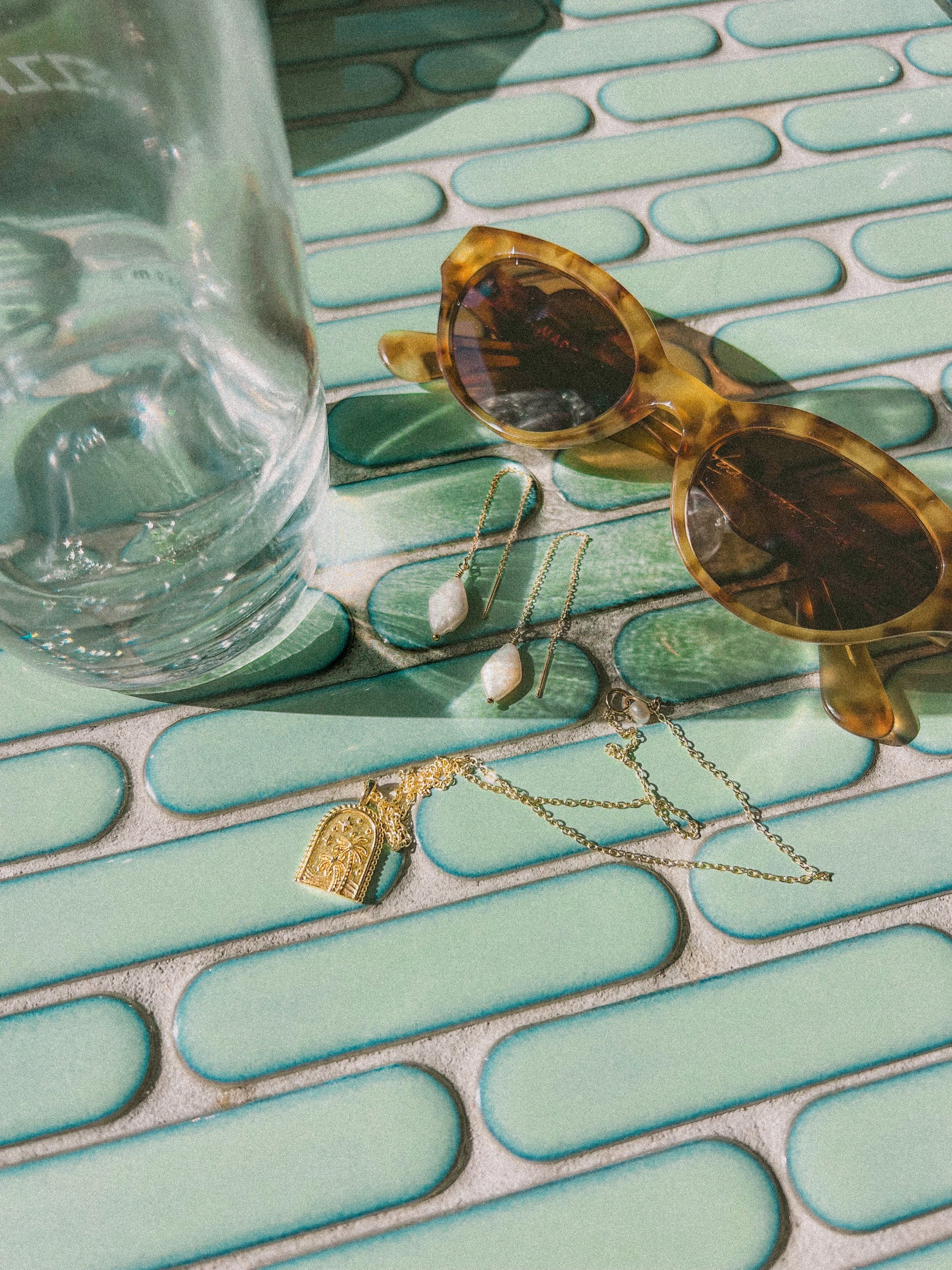 Gold tropical Palm Tree Necklace Waterproof and Tarnish Free, made in Australia