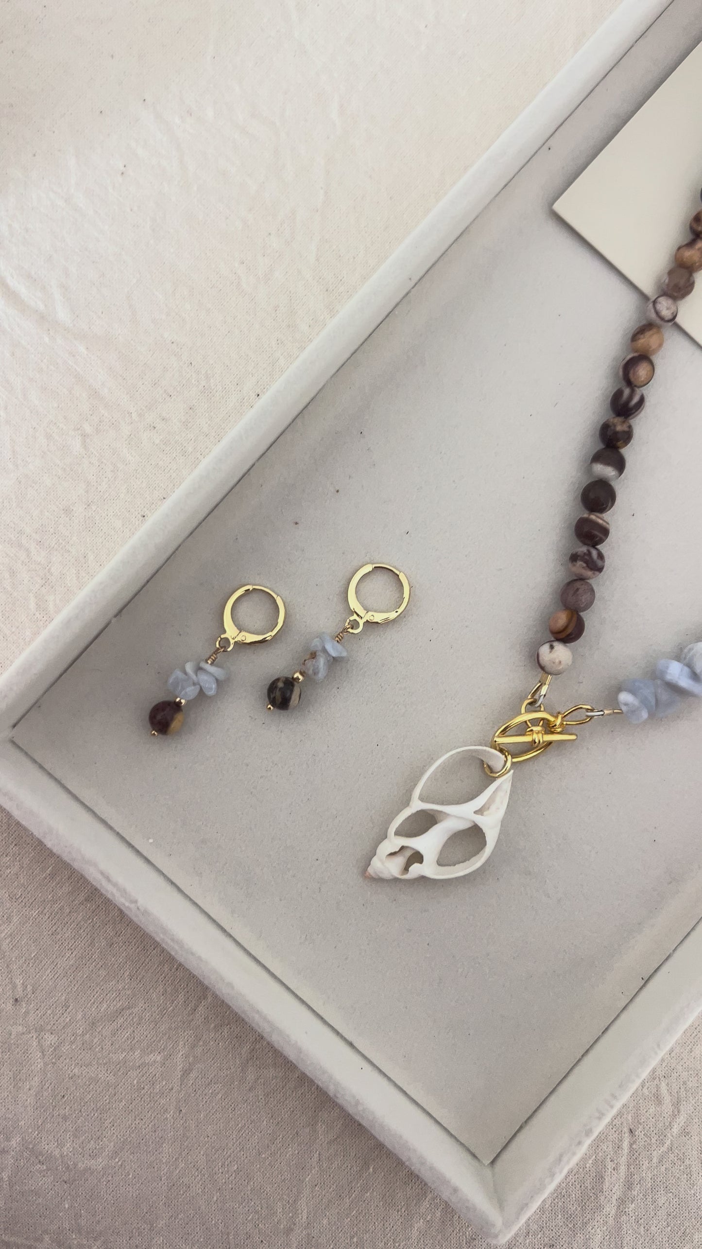 Studio Edition No. 03 — Blue Lace Agate, Zebra Jasper & Shell Set